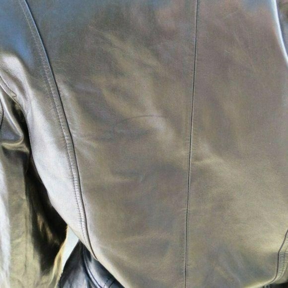 Andrew Marc NY Black Zippered Leather Jacket with Faux Fur Trim S/P JHE57 - Picture 7 of 12